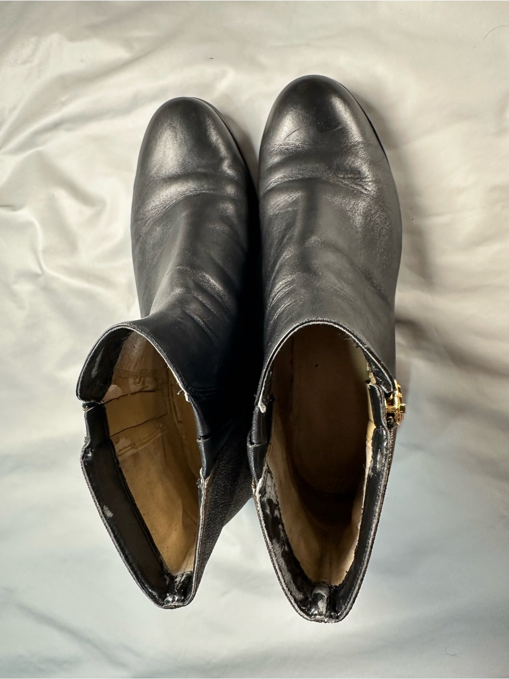 Michael Kors Black Leather Ankle Booties with Gold Buckle Size 10